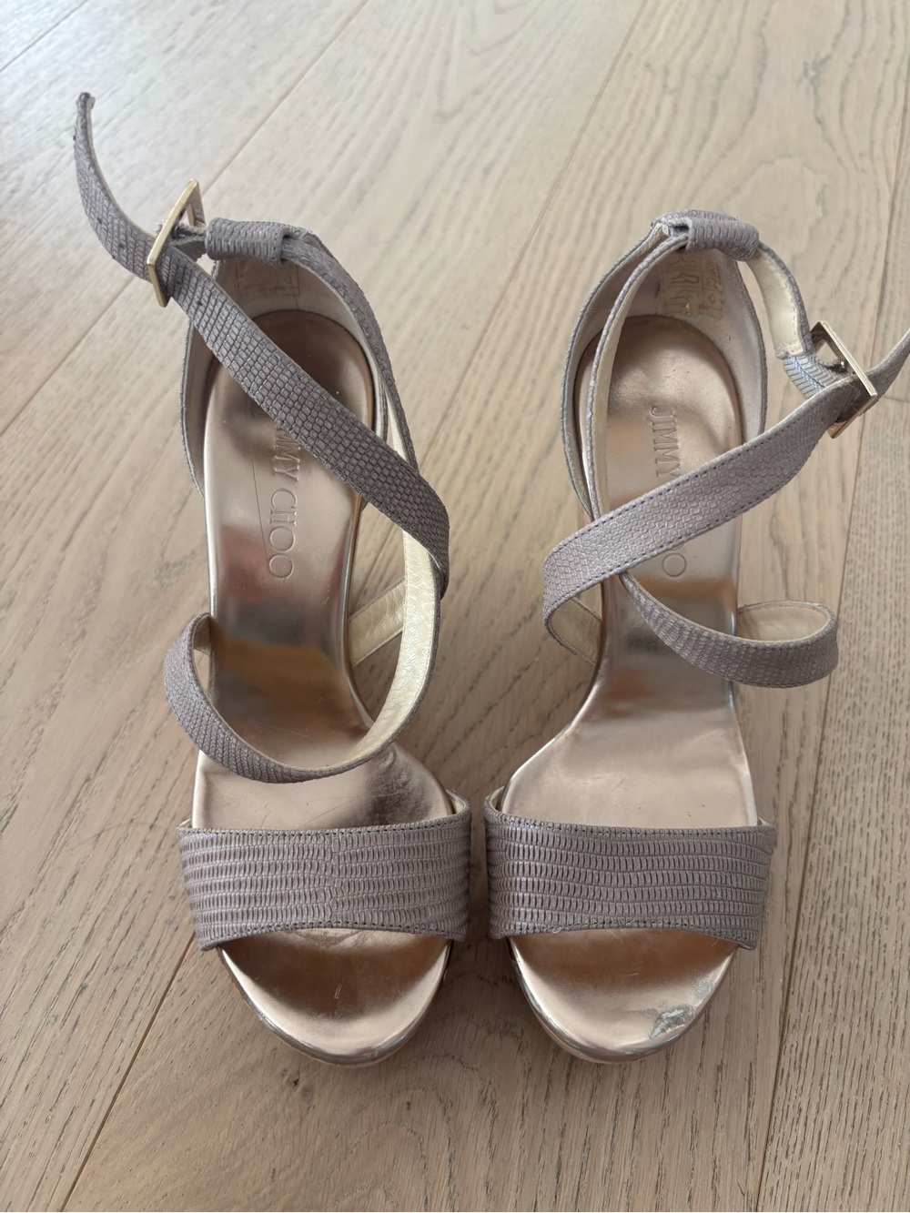 Jimmy Choo Taupe-Strap Open-Toe Heels Size 37
